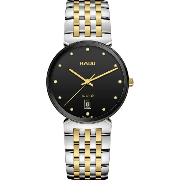 Rado Florence Two-tone Stainless Steel Black Dial Quartz Watch for Gents - R48912743