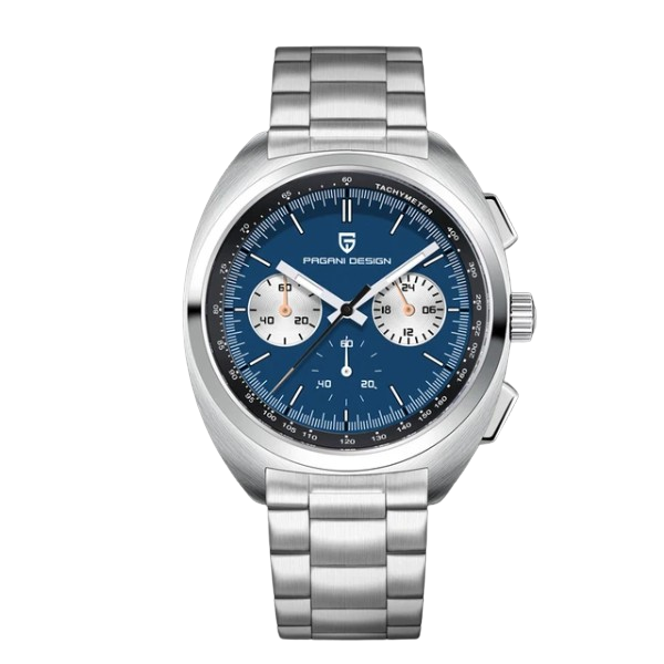 Pagani Design Silver Stainless Steel Blue Dial Chronograph Quartz Watch for Gents - PD1782