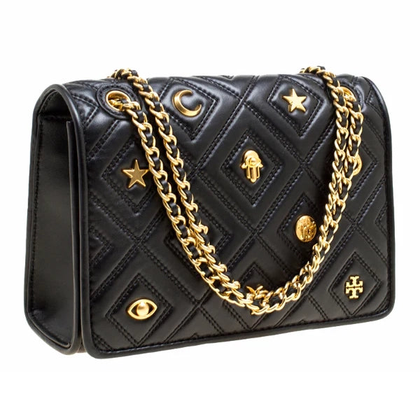 Tory Burch Brown Leather Small Farida Fleming Charm Shoulder Bag - 44613