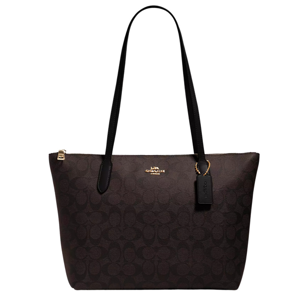 Coach Zip Top Tote In Signature Canvas Black - 4455