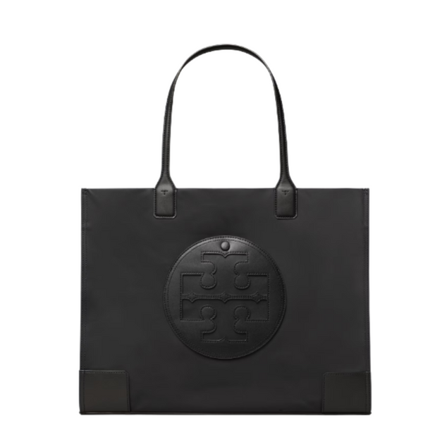 Tory Burch Ella Nylon PVC Tote Bag Leccio Black -  TB80479