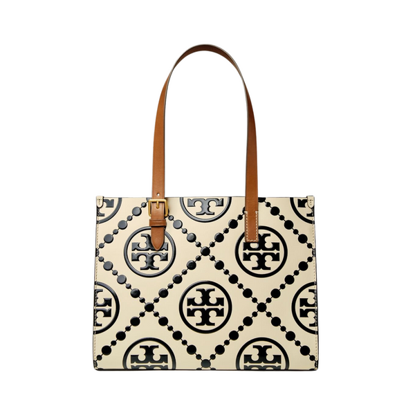 Tory Burch T Monogram Contrast Embossed Small Tote Black Bag - TB150310