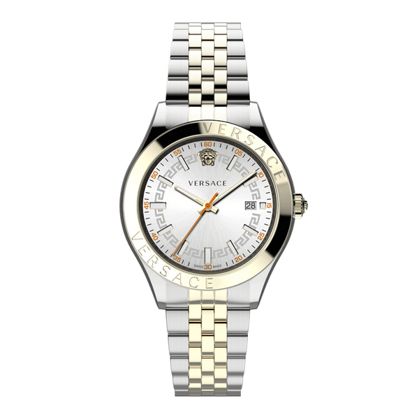 Versace Hellenyium Two-tone Stainless Steel Silver Dial Quartz Watch for Gents - VEVK01121