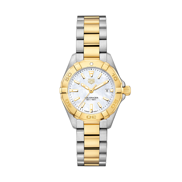 Tag Heuer Aquaracer Two-tone Stainless Steel Mother Of Pearl Dial Quartz Watch for Ladies - WBD1422.BB0321