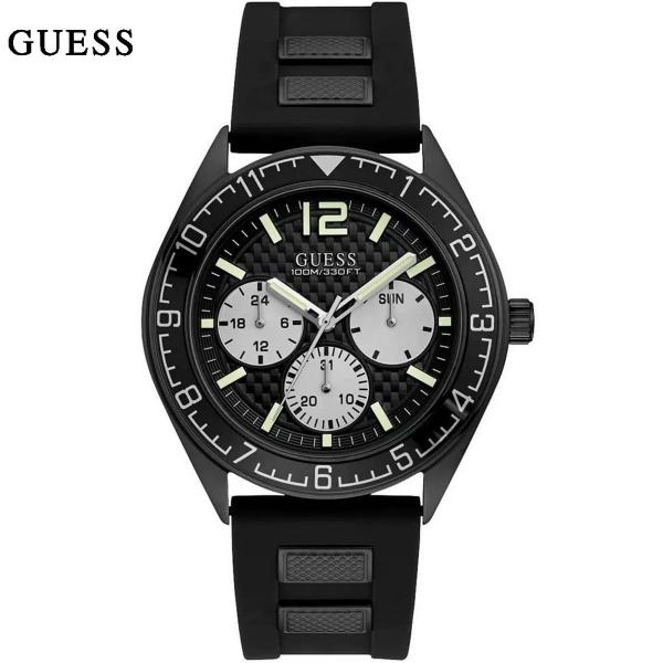 Guess Pacific Black Silicone Strap Black Dial Quartz Watch for Gents - W1167G2
