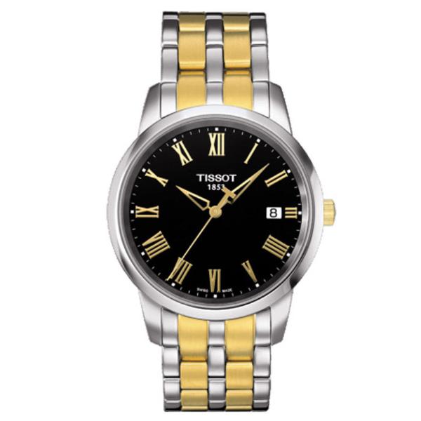 Tissot T-Classic Dream Two-Tone Stainless Steel Black Dial Quartz Watch for Men's - T033.410.22.053.01