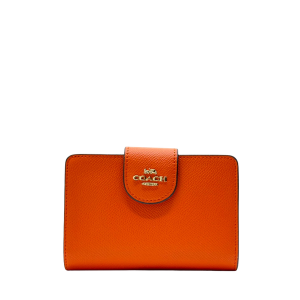 Coach Medium Corner Zip Wallet in Crossgrain Leather Black - C6390