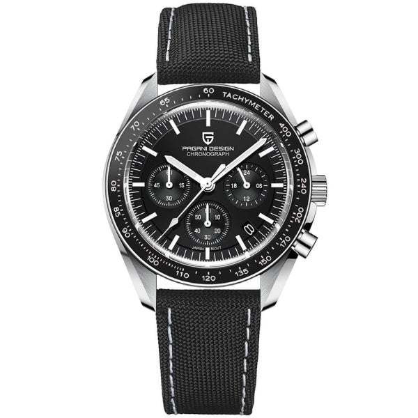 Pagani Design Black Nylon Strap Black Dial Chronograph Quartz Watch for Gents - PD1701