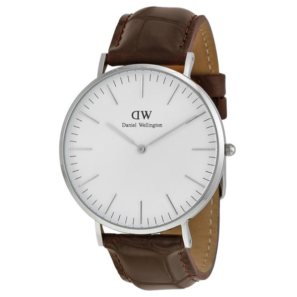 Daniel Wellington Classic York Brown Leather Strap White Dial Watch for Gents - 0211DW