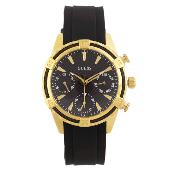 Guess Catalina Black Silicone Strap Black Dial Chronograph Quartz Watch for Ladies - W0562L4