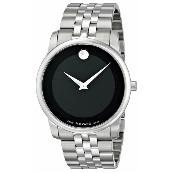 Movado Museum Classic Silver Stainless Steel Black Dial Quartz Watch for Gents - 606504