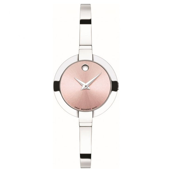Movado Bela Silver Stainless Steel Pink Dial Quartz Watch for Ladies - 606596