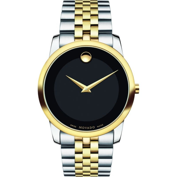 Movado Museum Two-tone Stainless Steel Black Dial Quartz Watch for Gents- 0606605