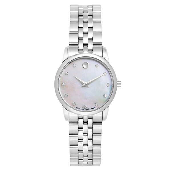 Movado Museum Silver Stainless Steel Mother of pearl Dial Quartz Watch for Ladies - 606612