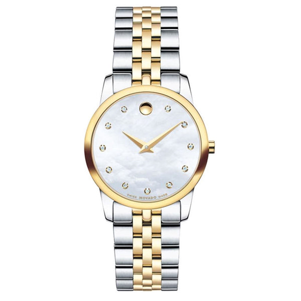 Movado Museum Classic Two-tone Stainless Steel Mother of pearl Dial Quartz Watch for Ladies - 606613