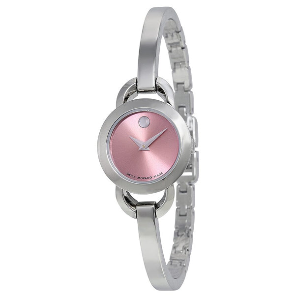 Movado Rondiro Silver Stainless Steel Pink Dial Quartz Watch for Ladies - 606797