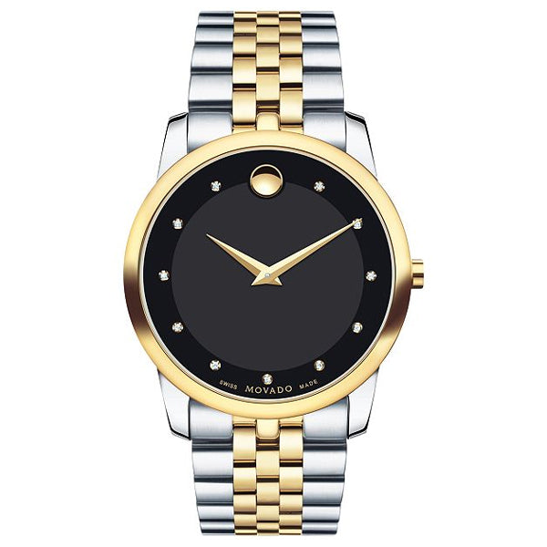 Movado Museum Two-tone Stainless Steel Black Dial Quartz Watch for Gents - 606879