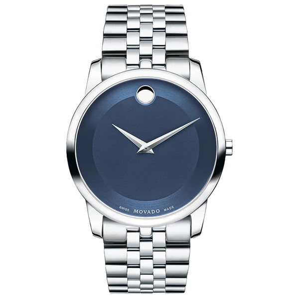 Movado Museum Classic Silver Stainless Steel Blue Dial Quartz Watch for Gents - 606982