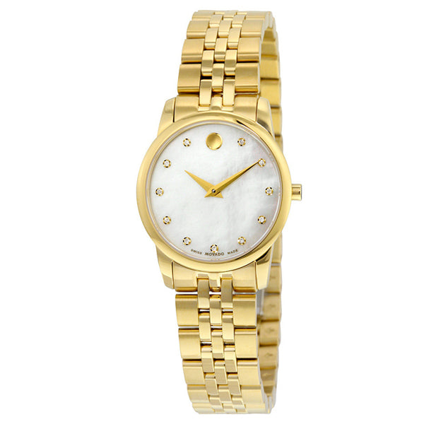 Movado Museum Gold Stainless Steel Mother of pearl Dial Quartz Watch for Ladies - 606998
