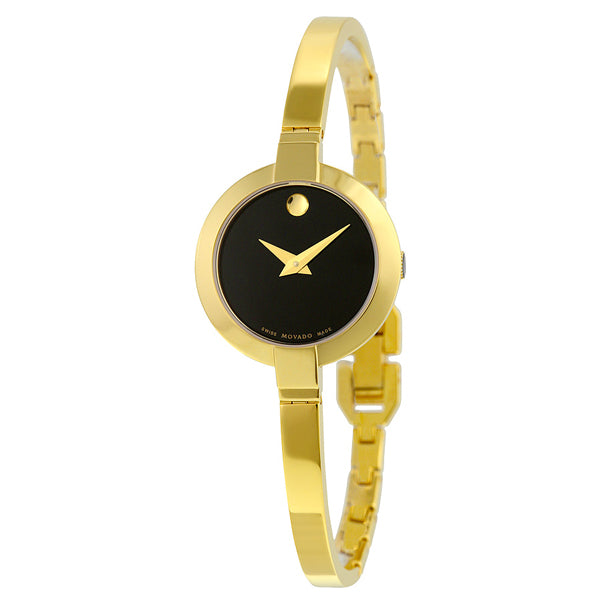 Movado Bela Gold Stainless Steel Black Dial Quartz Watch for Ladies - 606999