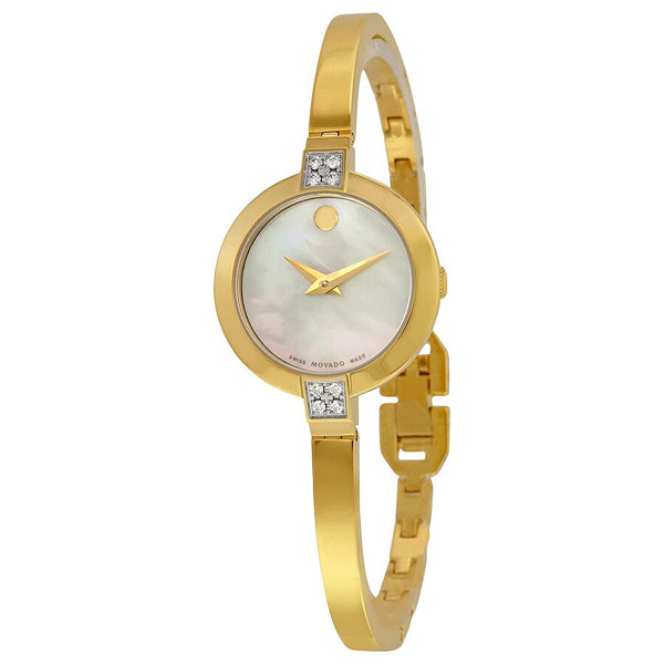 Movado Bela Gold Stainless Steel Mother of pearl Dial Quartz Watch for Ladies - 607000
