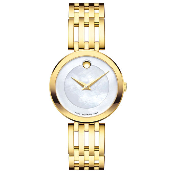 Movado Esperanza Gold Stainless Steel Mother of pearl Dial Quartz Watch for Ladies - 607054