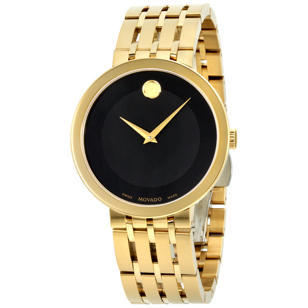 Movado Esperanza Gold Stainless Steel Black Dial Quartz Watch for Gents - 0607059-M