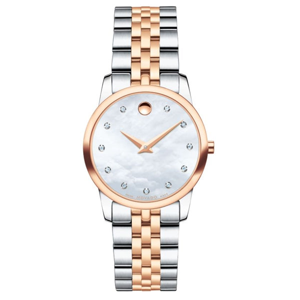 Movado Museum Two-tone Stainless Steel Mother of pearl Dial Quartz Watch for Ladies - 607077