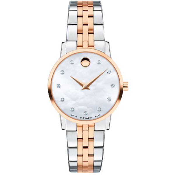 Movado Museum Classic Two-tone Stainless Steel Mother of pearl Dial Quartz Watch for Ladies - 607209