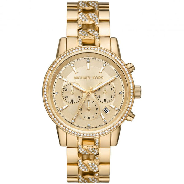 Michael Kors Ritz Gold Stainless Steel Gold Dial Chronograph Quartz Watch for Ladies - MK6937