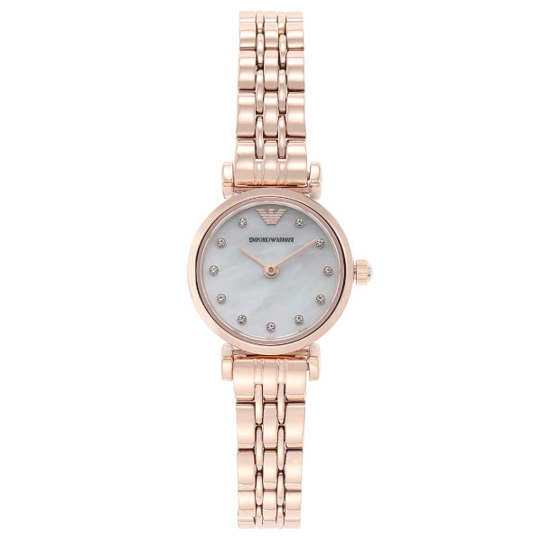 EMPORIO ARMANI Gianni T-Bar Two-Tone Stainless Steel Pink Dial Quartz Watch for Ladies - AR11223