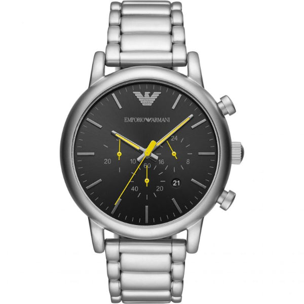 EMPORIO ARMANI Luigi Silver Stainless Steel Black Dial Chronograph Quartz Watch for Gents - AR11324