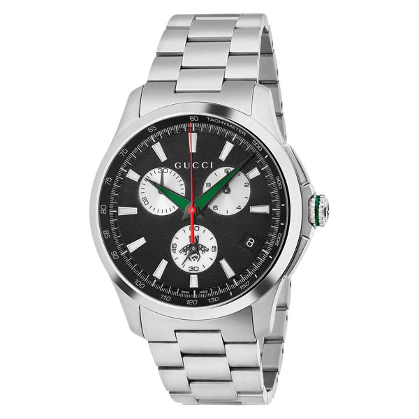 Gucci G-Timeless Silver Stainless Steel Black Dial Chronograph Quartz Watch for Gents - YA126267