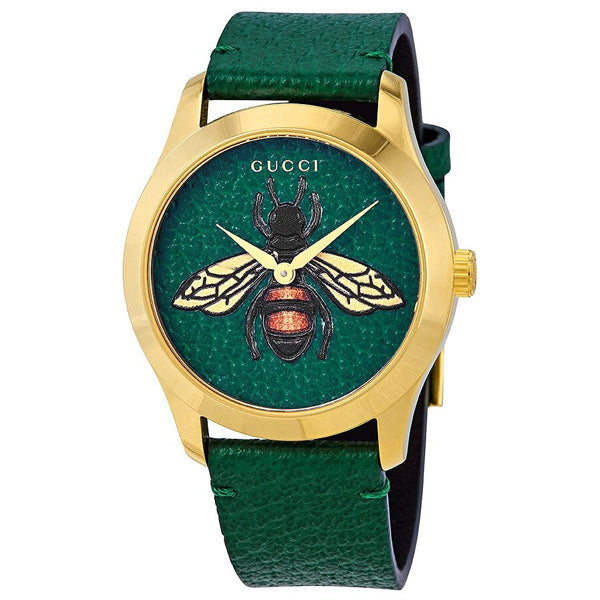 Gucci G-Timeless Green Leather Green Dial Quartz Unisex Watch - YA1264065