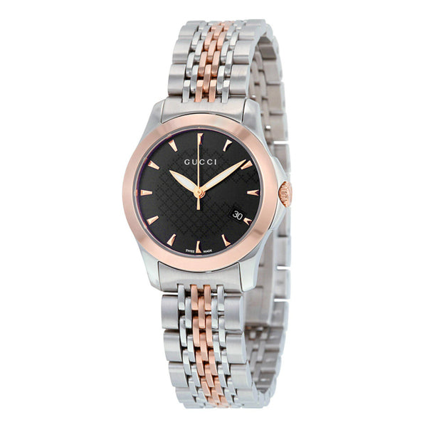 Gucci G-Timeless Two-tone Stainless Steel Black Dial Quartz Watch for Ladies - YA126512