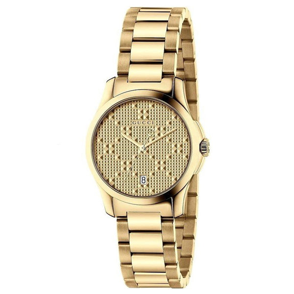 Gucci G-Timeless Yellow Gold Stainless Steel Yellow Gold Dial Quartz Watch for Ladies - YA126553