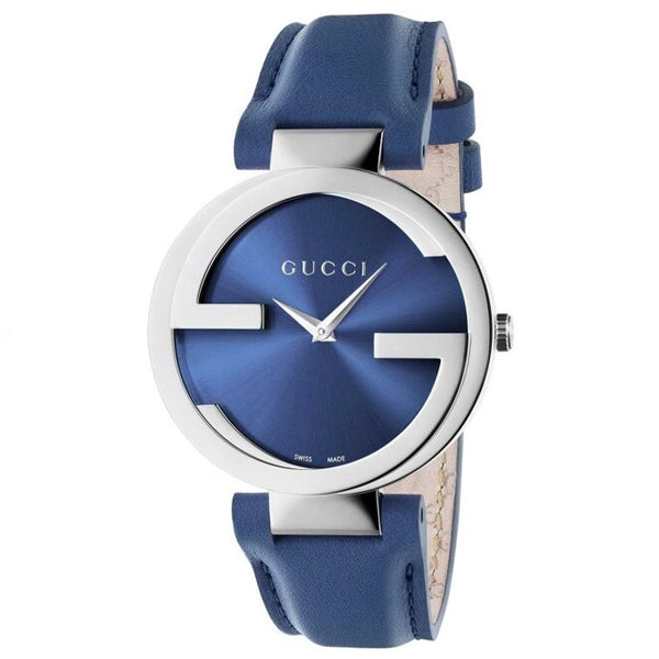 Gucci Interlocking Blue Leather Blue Dial Quartz Watch for Ladies - YA133322