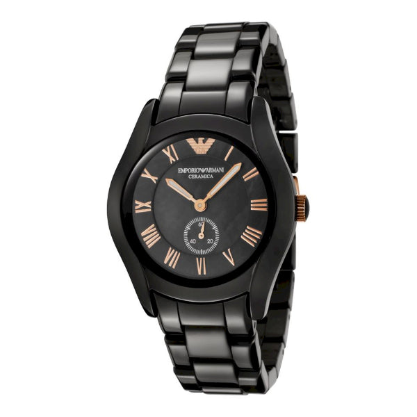 EMPORIO ARMANI Ceramic Black Stainless Steel Black Dial Quartz Watch for Ladies - AR1412