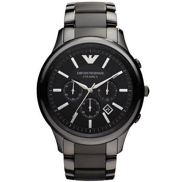 EMPORIO ARMANI Ceramic Black Stainless Steel Black Dial Chronograph Quartz Watch for Gents - AR1452