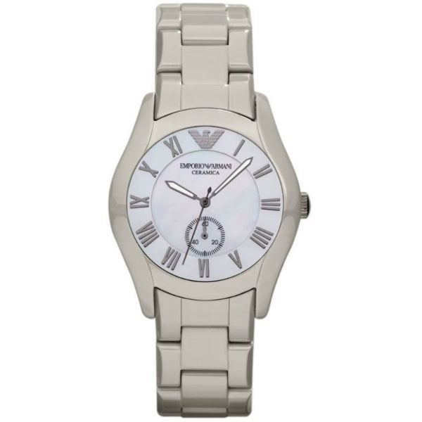 EMPORIO ARMANI Ceramic Grey Stainless Steel Mother Of Pearl Dial Quartz Watch for Ladies - AR1461