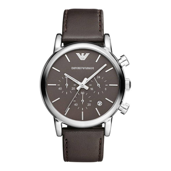 EMPORIO ARMANI Classic Brown Leather Strap Brown Dial Chronograph Quartz Watch for Gents - AR1734