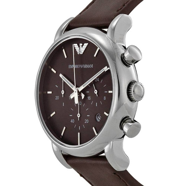 EMPORIO ARMANI Classic Brown Leather Strap Brown Dial Chronograph