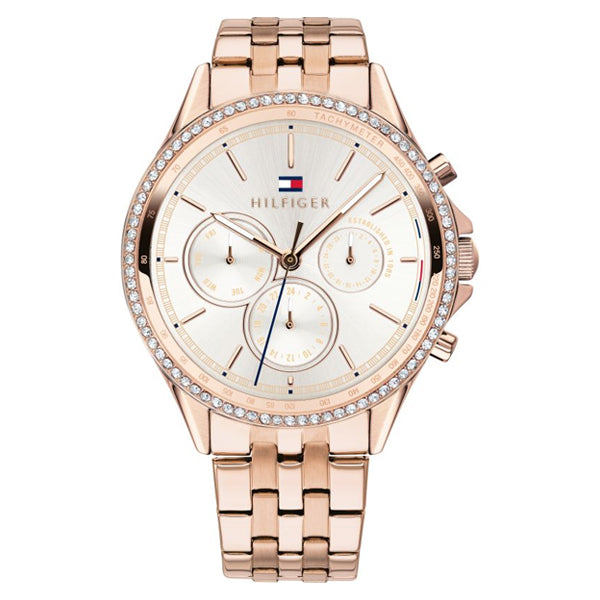 Tommy Hilfiger Ari Rose Gold Stainless Steel White Dial Chronograph Quartz Watch for Ladies - 1781978