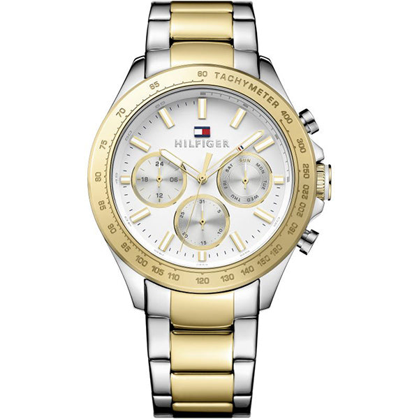 Tommy Hilfiger Hudson Two-tone Stainless Steel White Dial Chronograph Quartz Watch for Gents - 1791226
