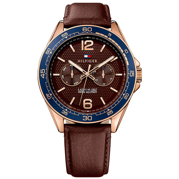 Tommy Hilfiger ERIK Brown Leather Strap Brown Dial Quartz Watch for Gents - 1791367