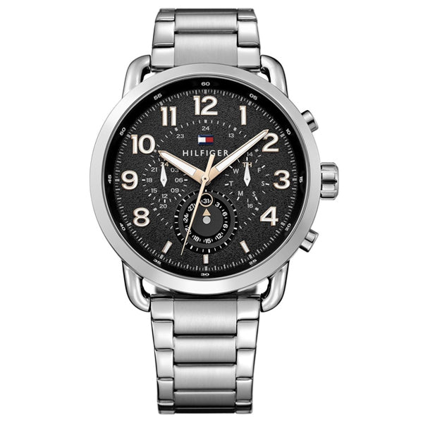 Tommy Hilfiger Briggs Silver Stainless Steel Black Dial Chronograph Quartz Watch for Gents - 1791422