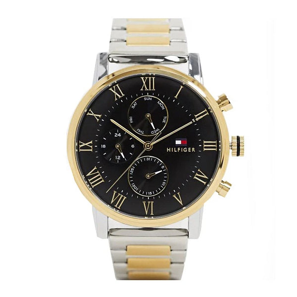 Tommy Hilfiger Kane Two-tone Stainless Steel Black Dial Chronograph Quartz Watch for Gents - 1791539