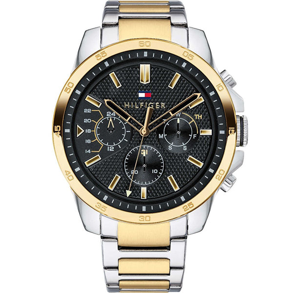 Tommy Hilfiger Decker Two-tone Stainless Steel Black Dial Chronograph Quartz Watch for Gents - 1791559