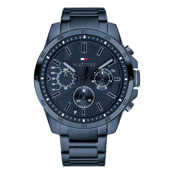 Tommy Hilfiger Decker Blue Stainless Steel Blue Dial Chronograph Quartz Watch for Gents - 1791560