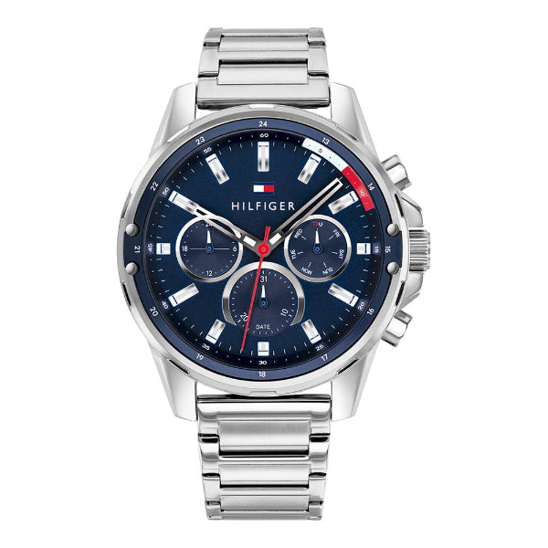 Tommy Hilfiger Mason Silver Stainless Steel Blue Dial Chronograph Quartz Watch for Gents - 1791788
